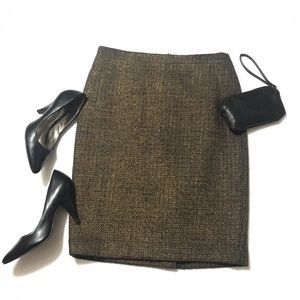 NWT Talbots Wool Gold boucle tweed Pencil Skirt 8